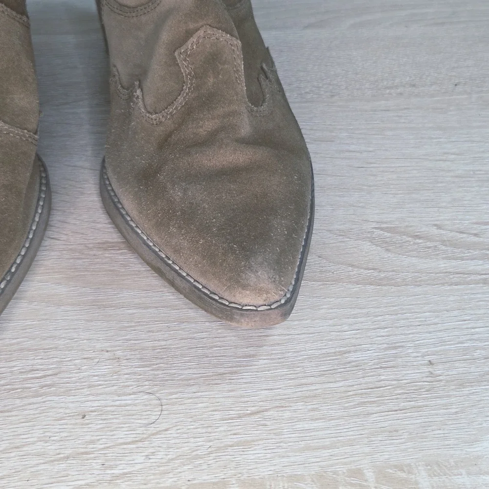 Sam Edelman Winona Western Booties Hazelnut Brown Suede Pointed‎ Toe Ankle Boots